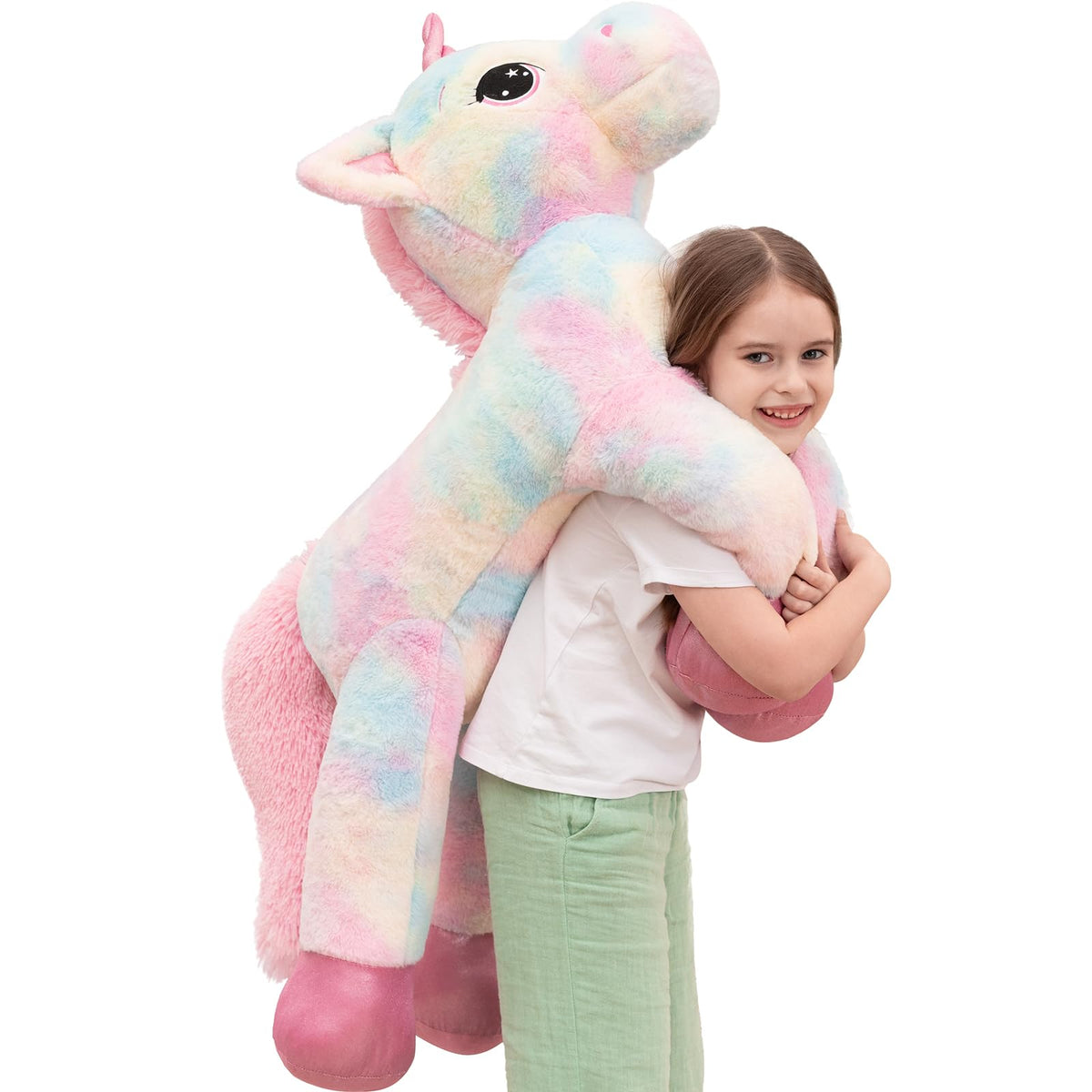 Muiteiur 43-4-inch giant unicorn plush for cuddling and decor.