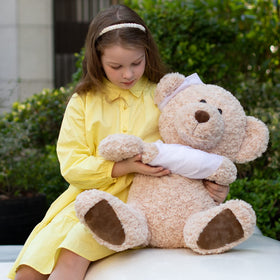 Large 25.6-inch Muiteiur bear suits kids and adults seeking comforting companionship.