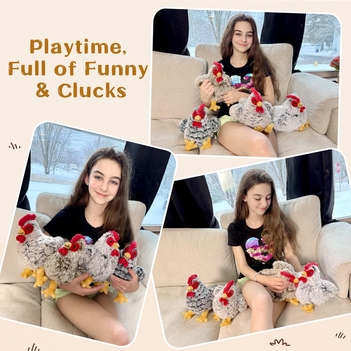 Muiteiur hen plush 9-8inch stuffed animal ideal for little hands
