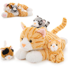 Muiteiur mom-cat plush 16-inch offers comforting hugs for kids and adults.