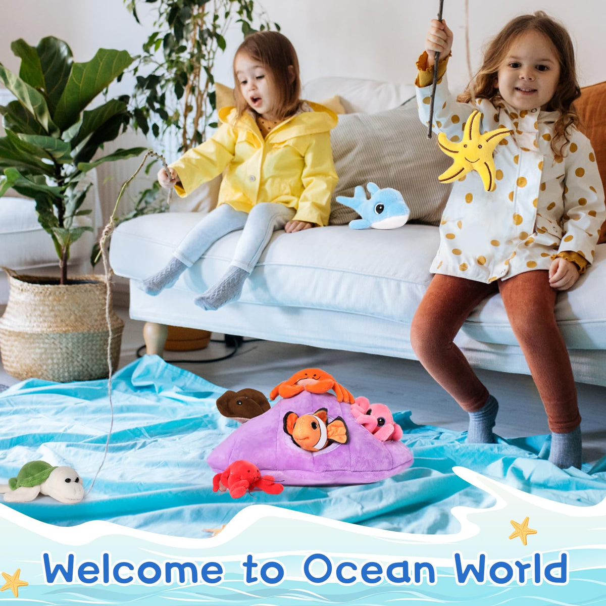 Muiteiur clownfish plush as a travel buddy during fun trips.