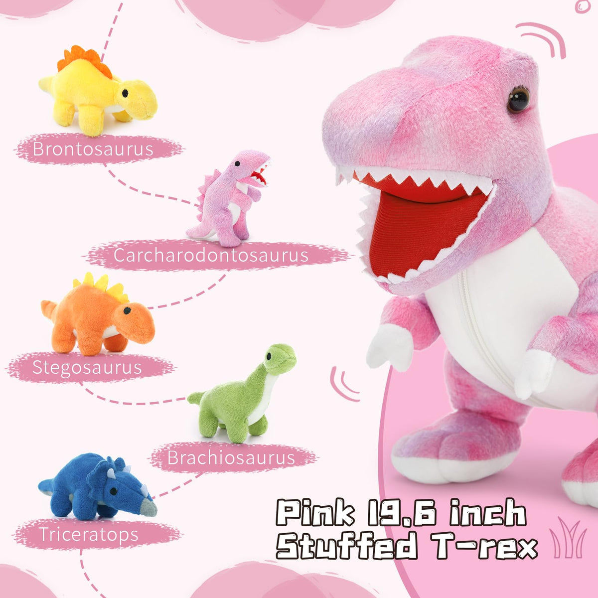 Muiteiur pink dinosaur baby plush, soft fabric for gentle hugs