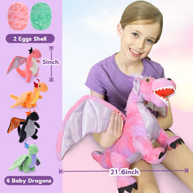 Muiteiur pink dragon baby plush 1, cuddly companion for stories