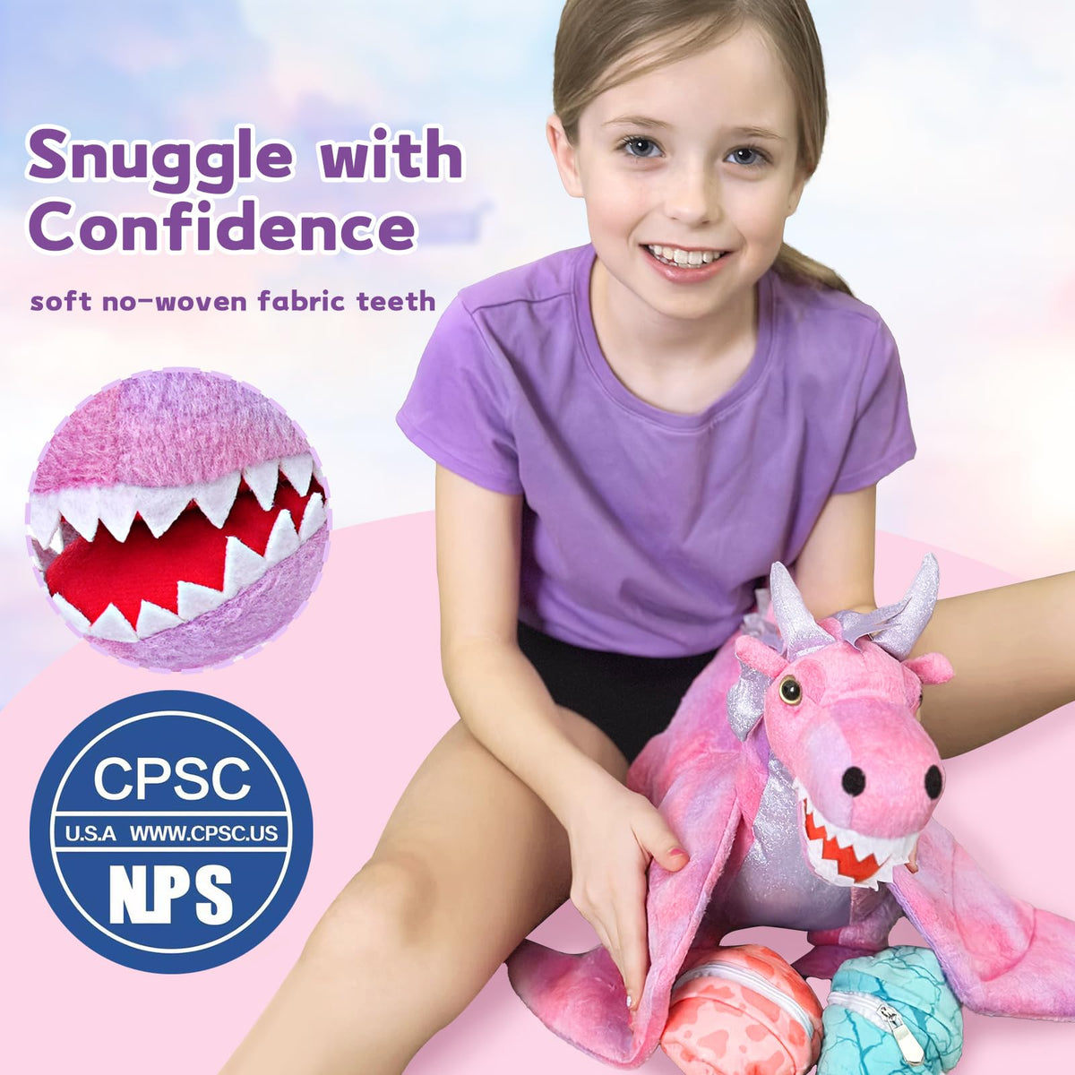 Muiteiur pink dragon baby plush 2, soft and friendly for bedtime