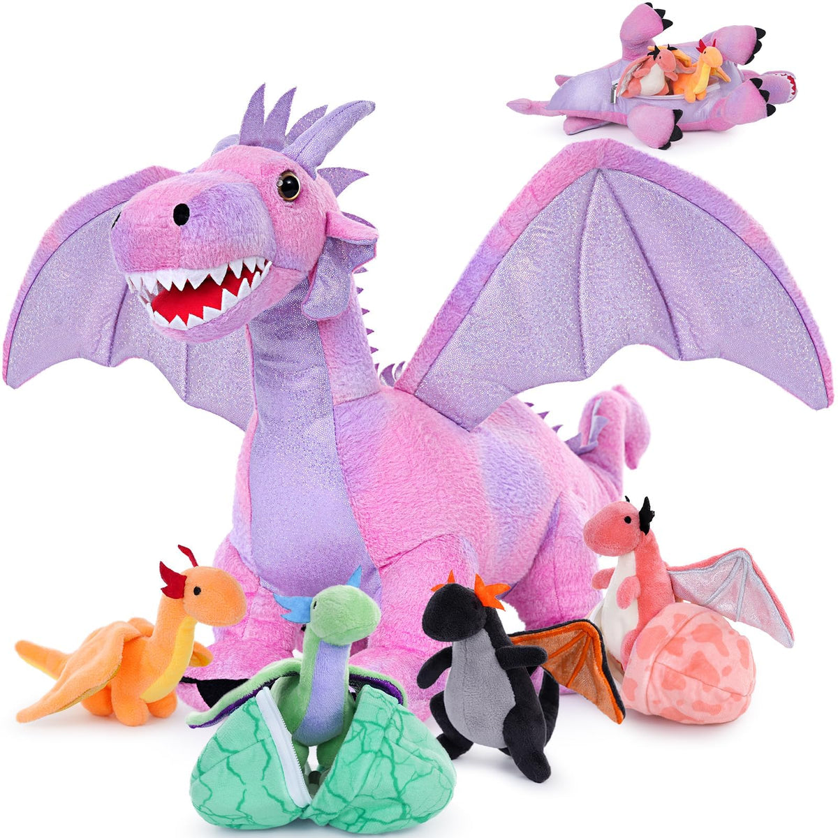 Muiteiur pink dragon mommy plush, 21.6 inch, ideal for imaginative play