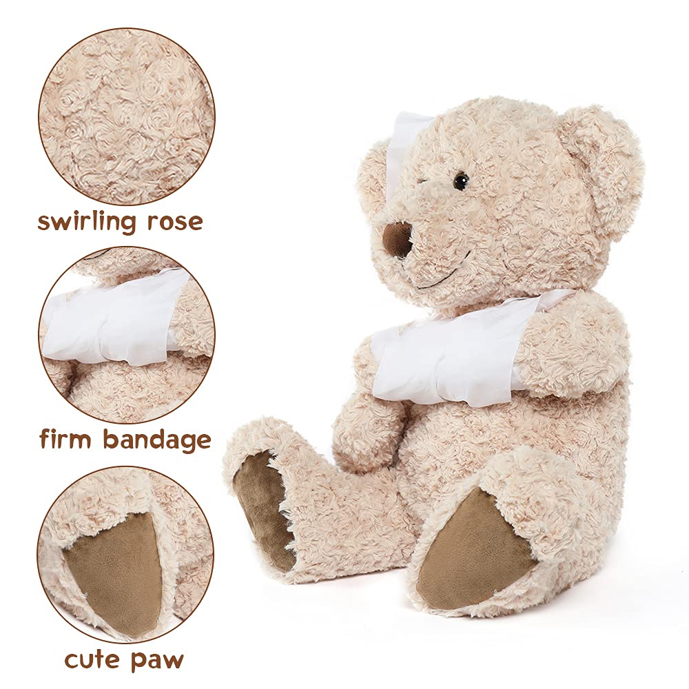 Soft hypoallergenic fur on the Muiteiur bear provides gentle touch for sensitive skin.