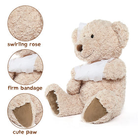 Soft hypoallergenic fur on the Muiteiur bear provides gentle touch for sensitive skin.