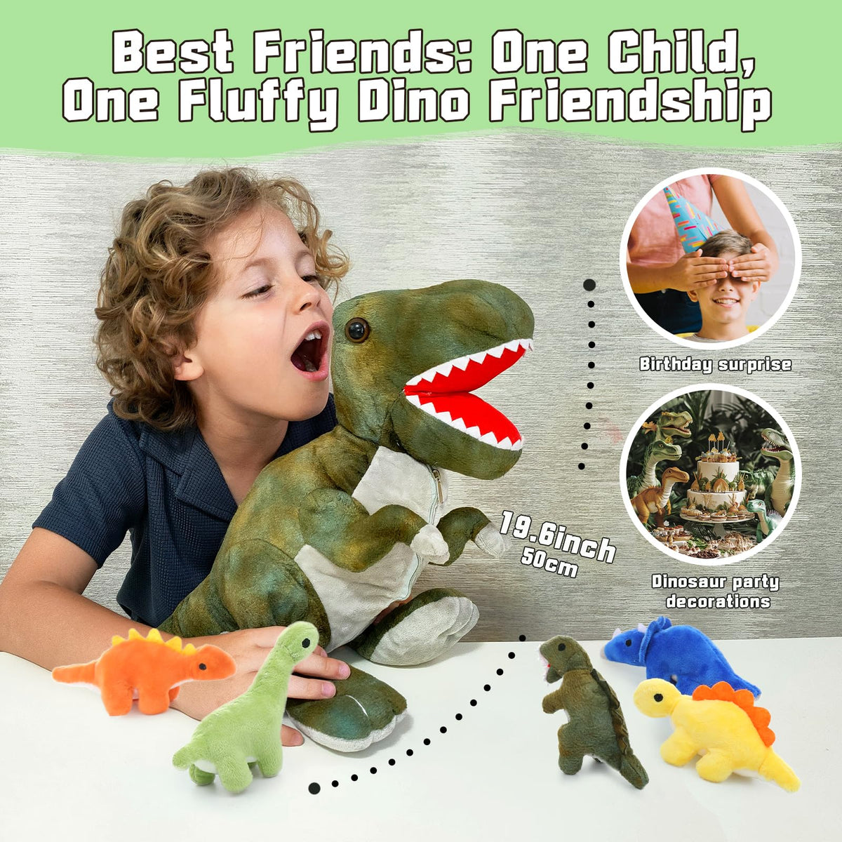 Muiteiur five baby dinosaurs inside for discovery and storytelling