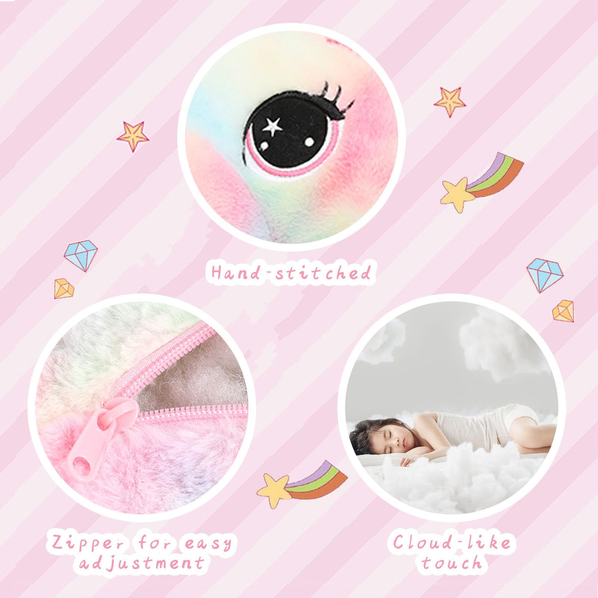 Muiteiur unicorn plush surface washable for easy care.