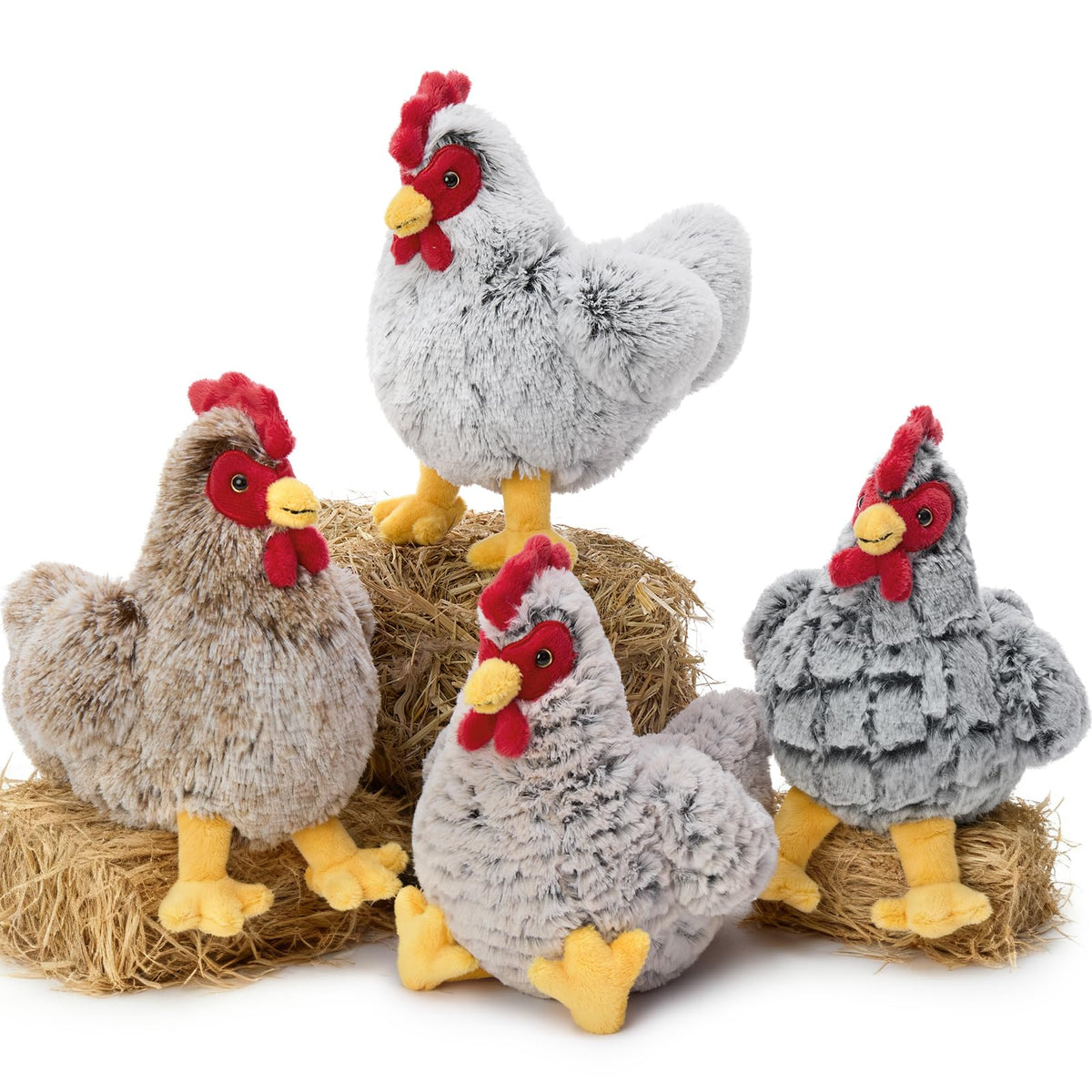 Muiteiur vibrant colored hen plush 4-pack for playtime and collection