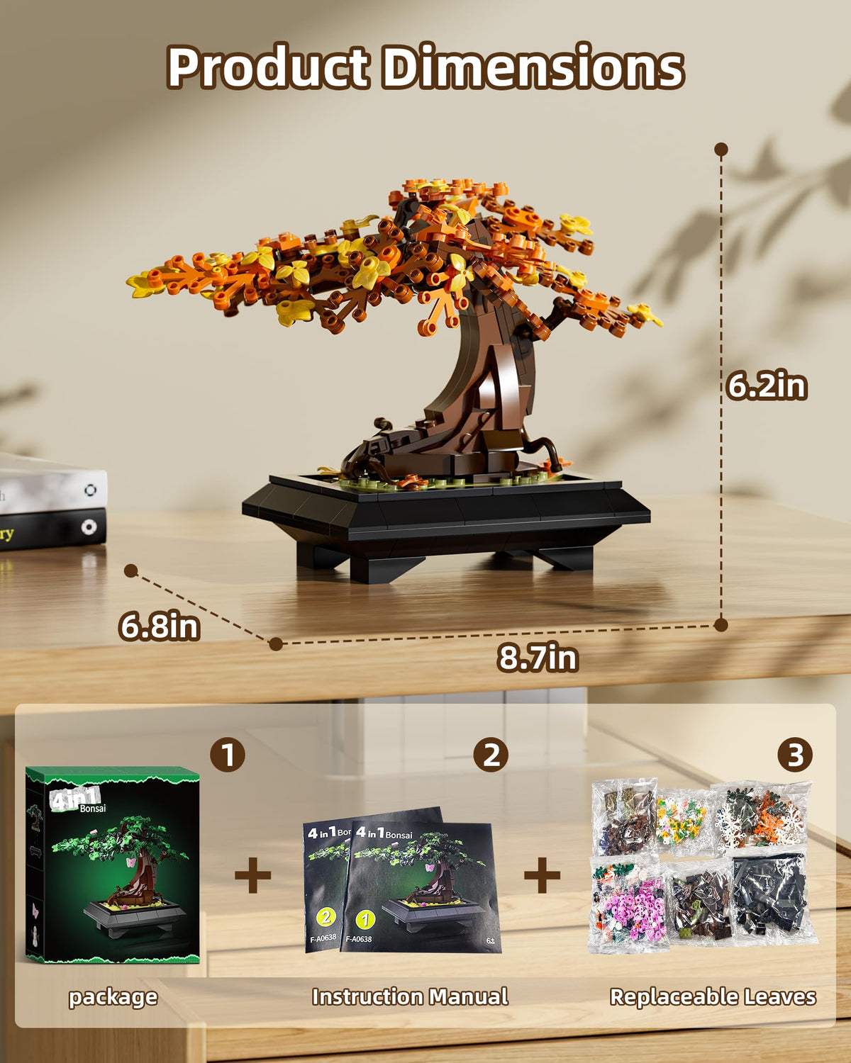 Muiurple final four seasons bonsai on desk display