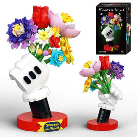 Muiurple Flower Bouquet Building Set on display stand for stylish home decor