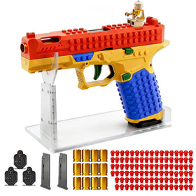 MUJERWQ DIY Building Block Foam Blaster front view showing modular construction.