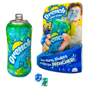 MUKIKIM Drench Soda Game can and dice set up for family competition