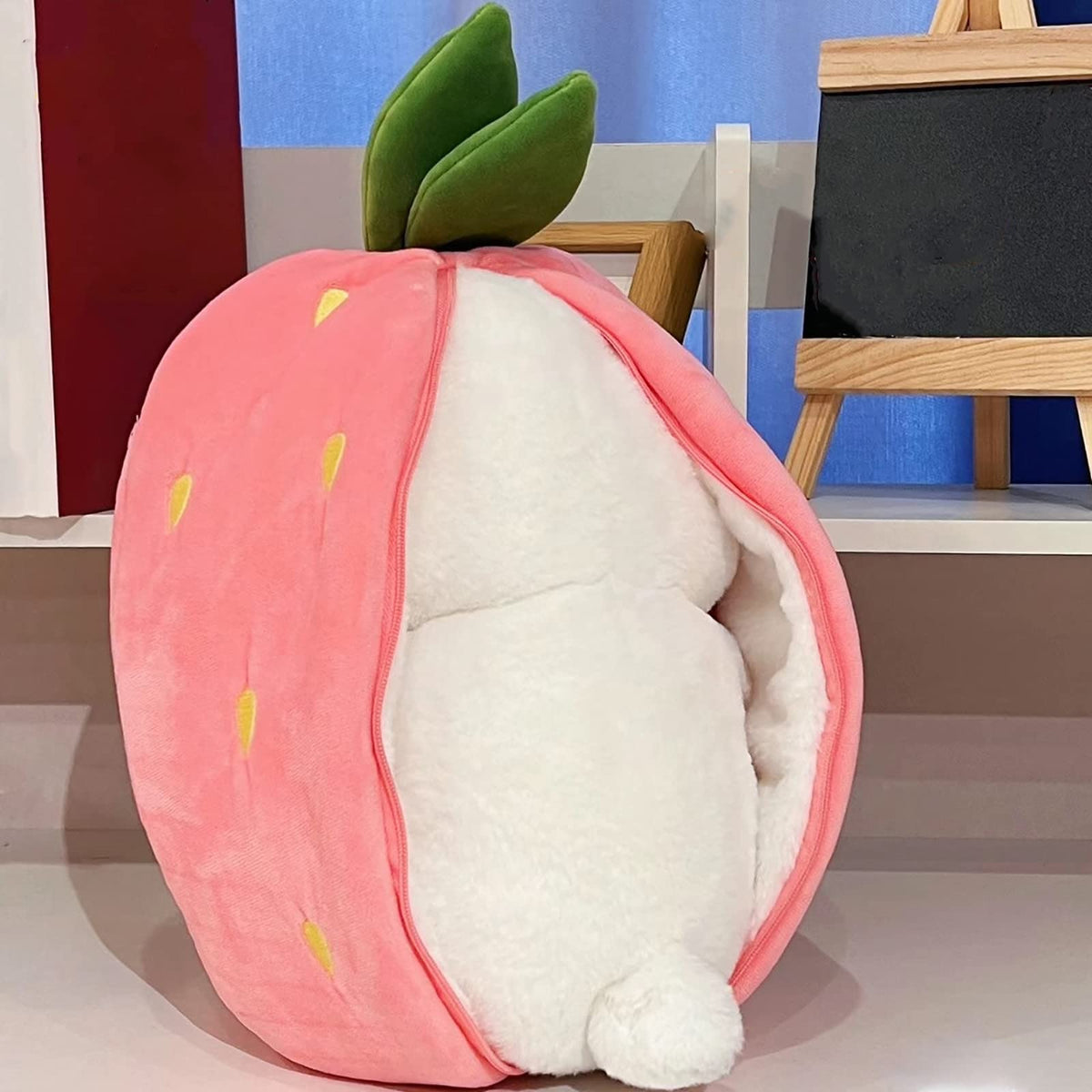 Mukorolee white bunny with decorated ears for cute room display options.