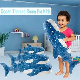 Mukouxun whale shark plush bedroom decor adding playful vibes.