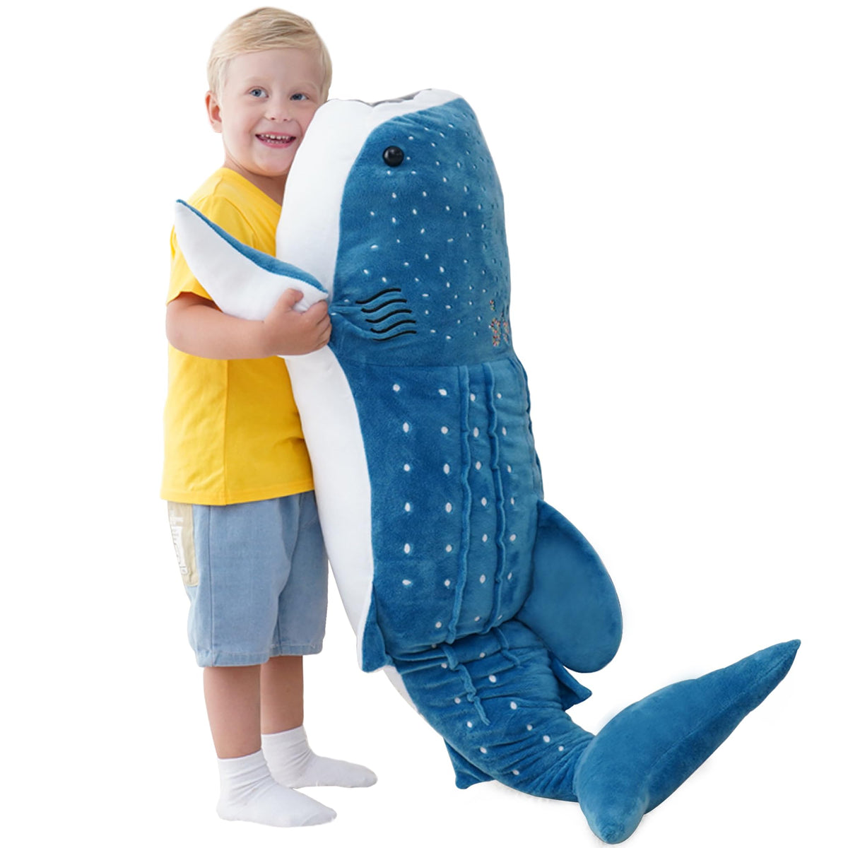 Mukouxun 39-inch whale shark plush for cozy naps and imaginative play