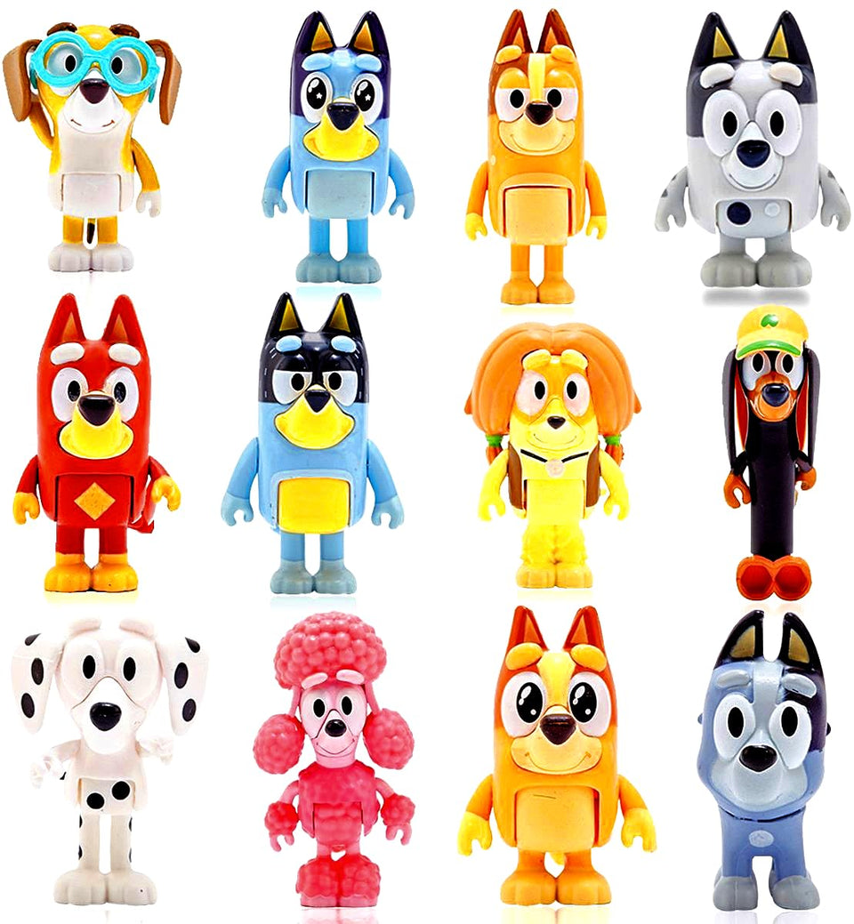 MUKSSE Bluey Toys 12-pack wolves figurines for imaginative play and storytelling.
