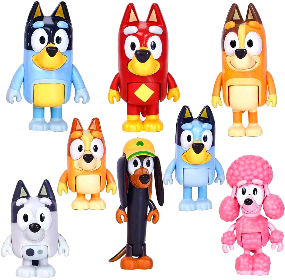 MUKSSE Bluey wolf figurines set of 8 for imaginative play and storytelling