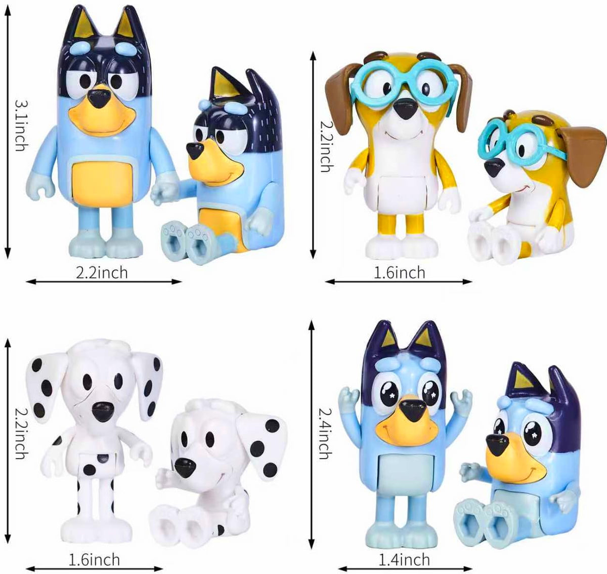 MUKSSE Bluey cake toppers wolf figures 2-3.5 inches for celebrations