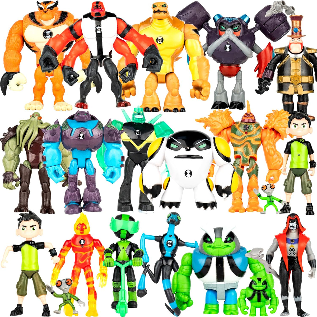 MUKSSE Omnitrix action figures big set featuring main characters for dynamic display.
