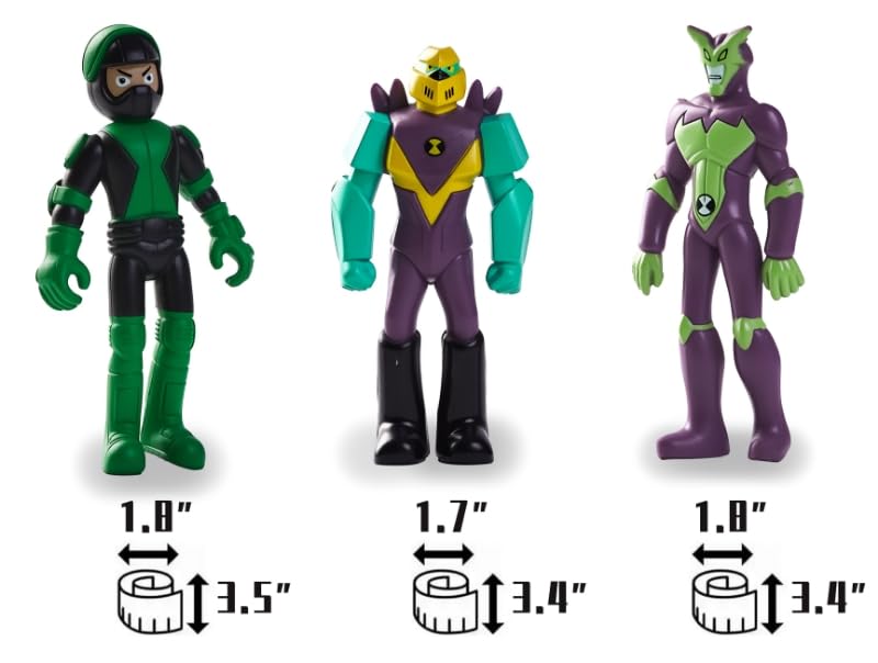 Detailed, articulated Omnitrix figurines by MUKSSE for dynamic posing on shelves.