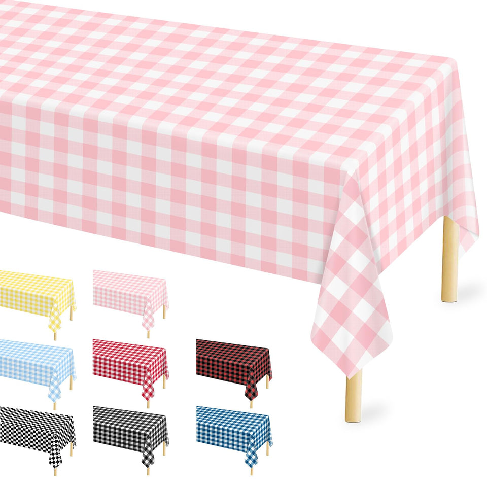 Mulbozy pink gingham tablecloth protects surfaces and enhances festive vibes.