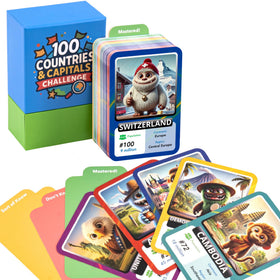 Multi-Memo 100 Countries flashcards cover with colorful globe design for easy learning.