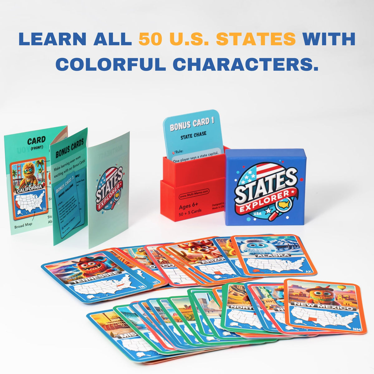 Multi-Memo States Explorer state map card helps visual learners grasp geography.