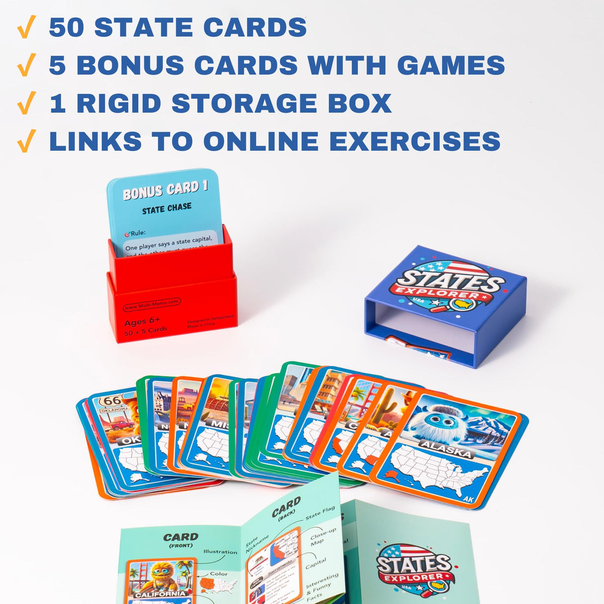 Multi-Memo States Explorer travel-friendly set fits in bags for on-the-go learning.