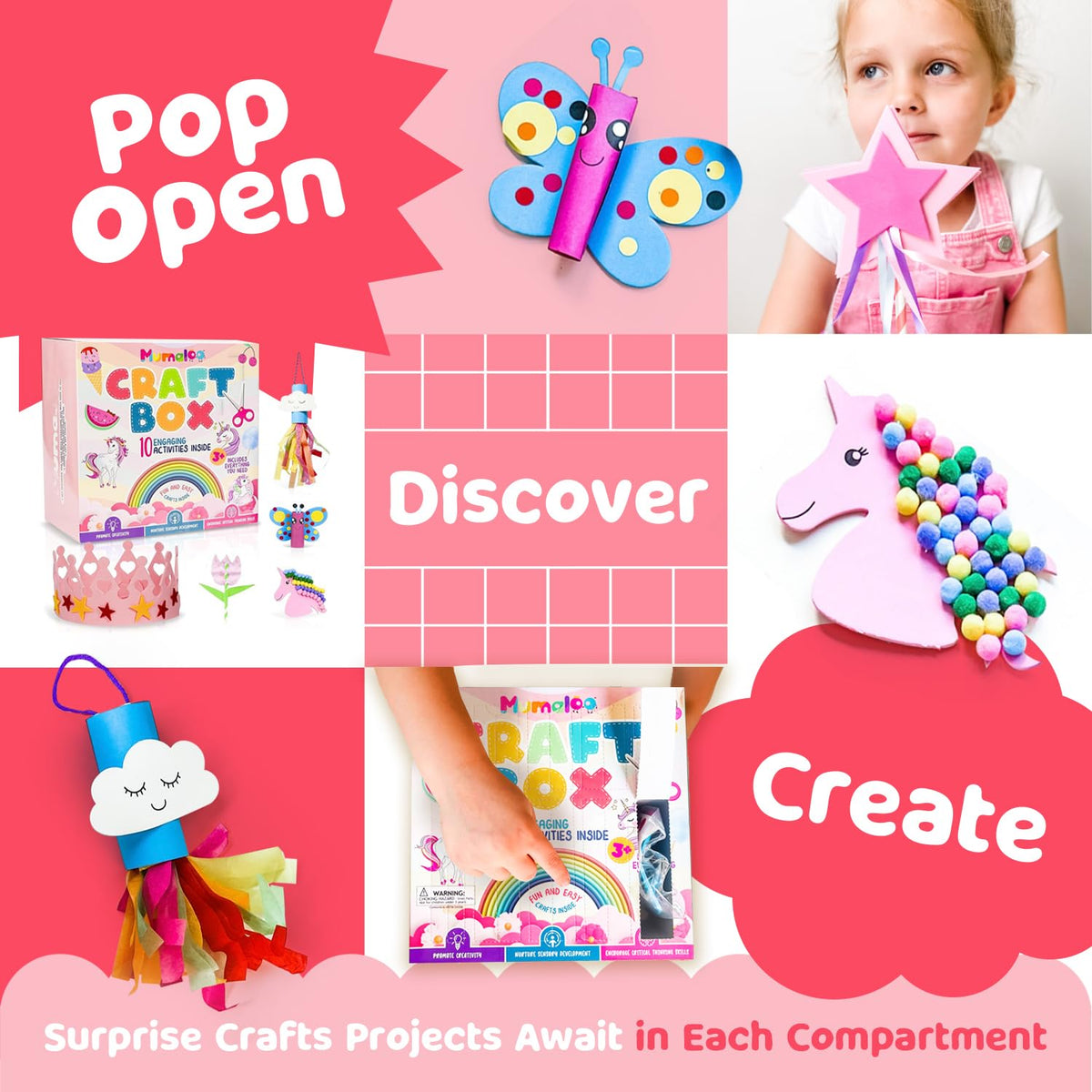 Mumaloo Craft Kit Supplies neatly organized for mess free fun and easy setup