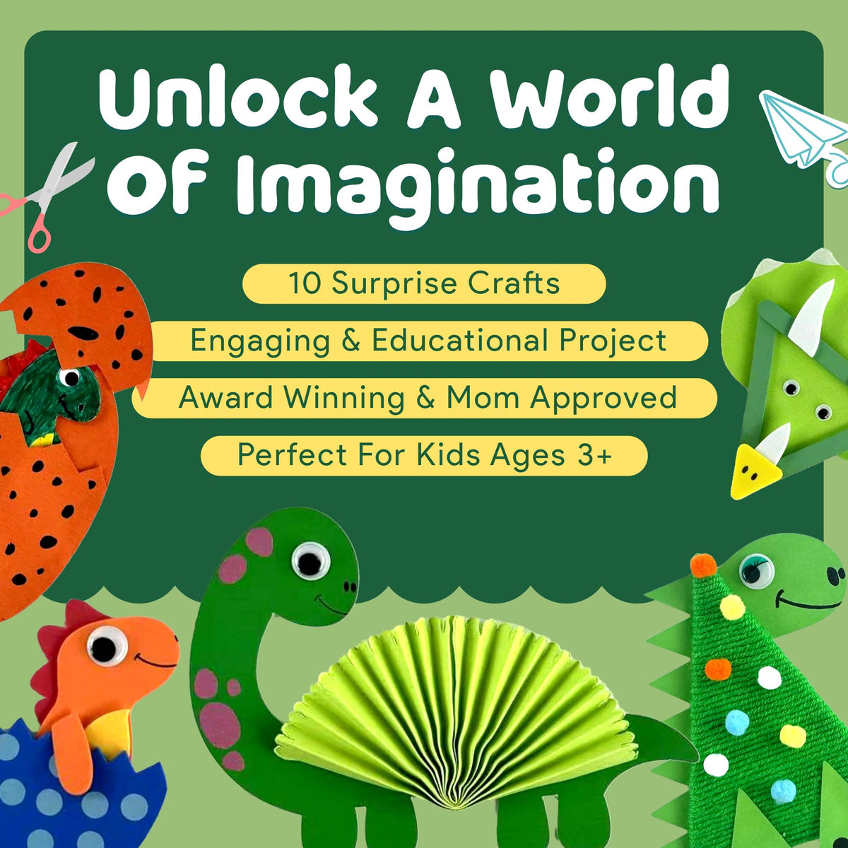 Mumaloo dinosaur mask craft with kid-friendly materials ready to assemble