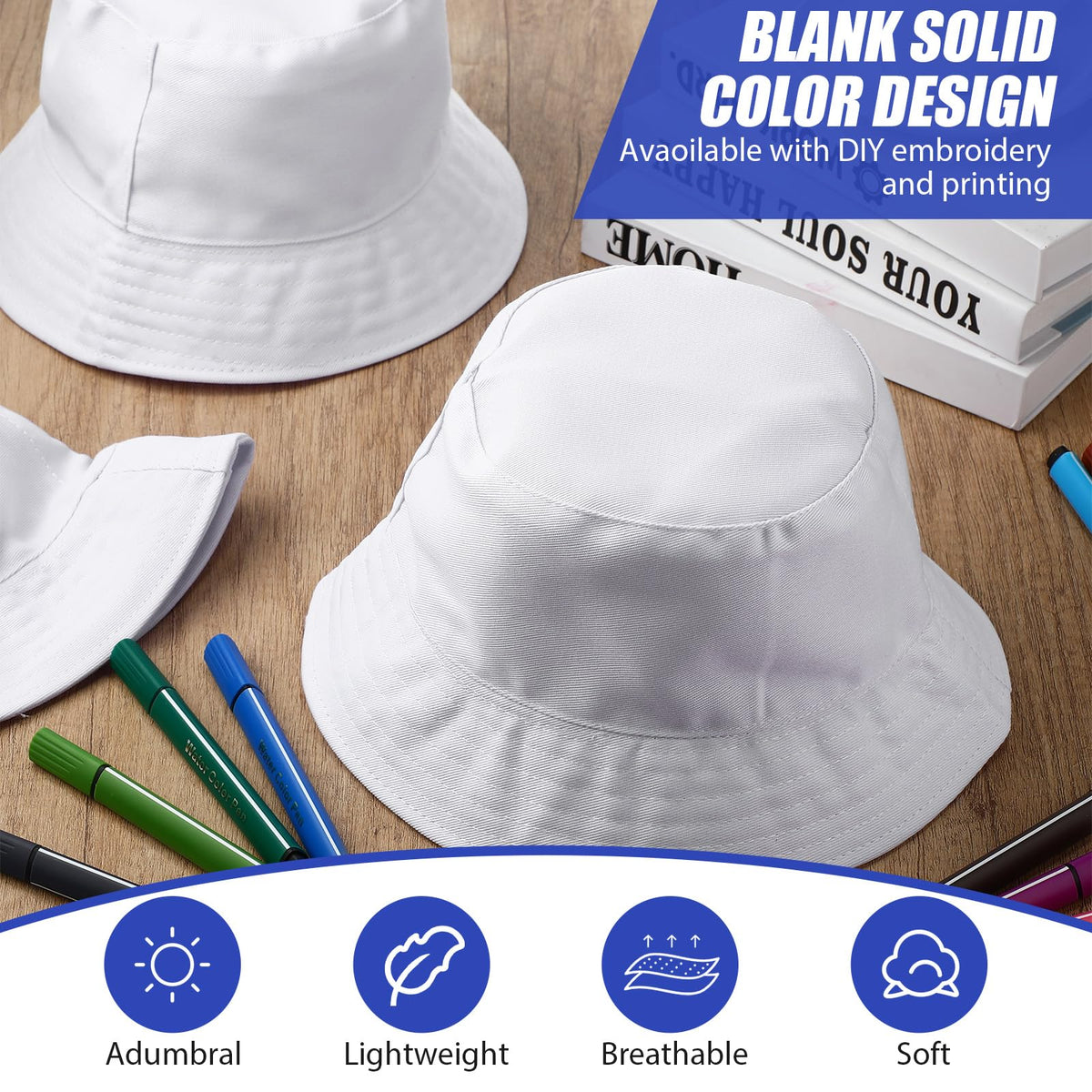 Mumucove white kid bucket hat front view shows breathable material