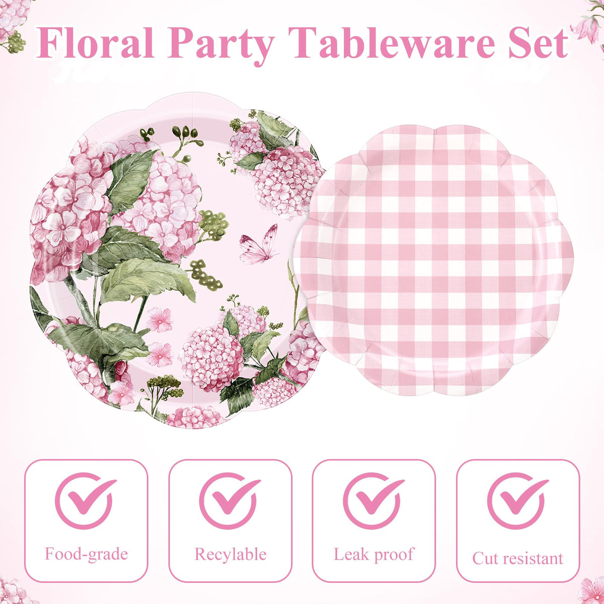 Mumufy pink checkered dessert plate 7in for charming gatherings.