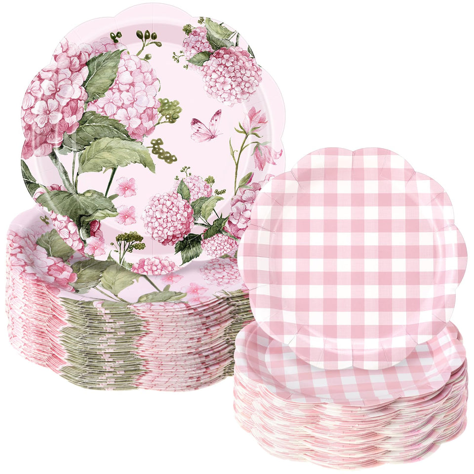 Mumufy Hydrangea plate 9in pink for elegant wedding or party place settings.