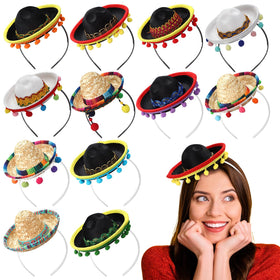 Mumufy sombrero headband pack with 12 pieces, ideal party decorations for Cinco de Mayo.
