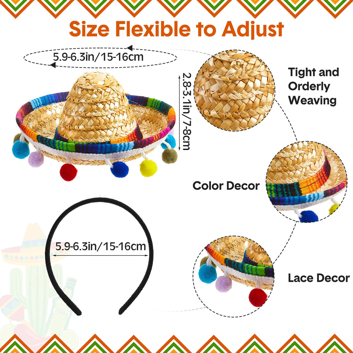 Mumufy sombrero headband tassel detail highlights colorful accents and playful group shots.