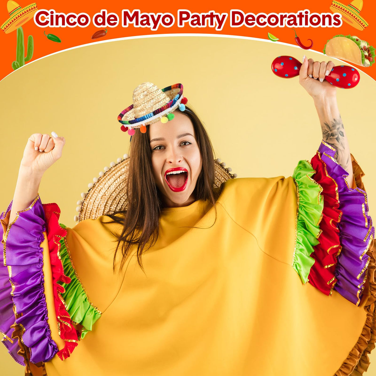 Mumufy sombrero headband straw design emphasizes classic Mexican style for themed events.