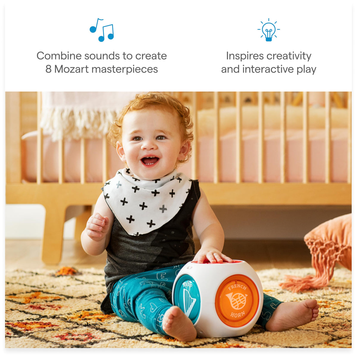 Munchkin Mozart Magic Cube orchestra button triggering full melodies