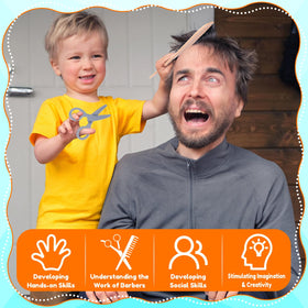 MUNDIDO barber mirror playset aids realistic hair-cutting scenarios.
