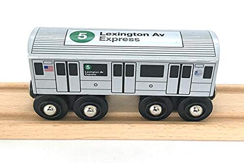 MUNI PALS 5 train side view highlights durable wood and vibrant subway colors.