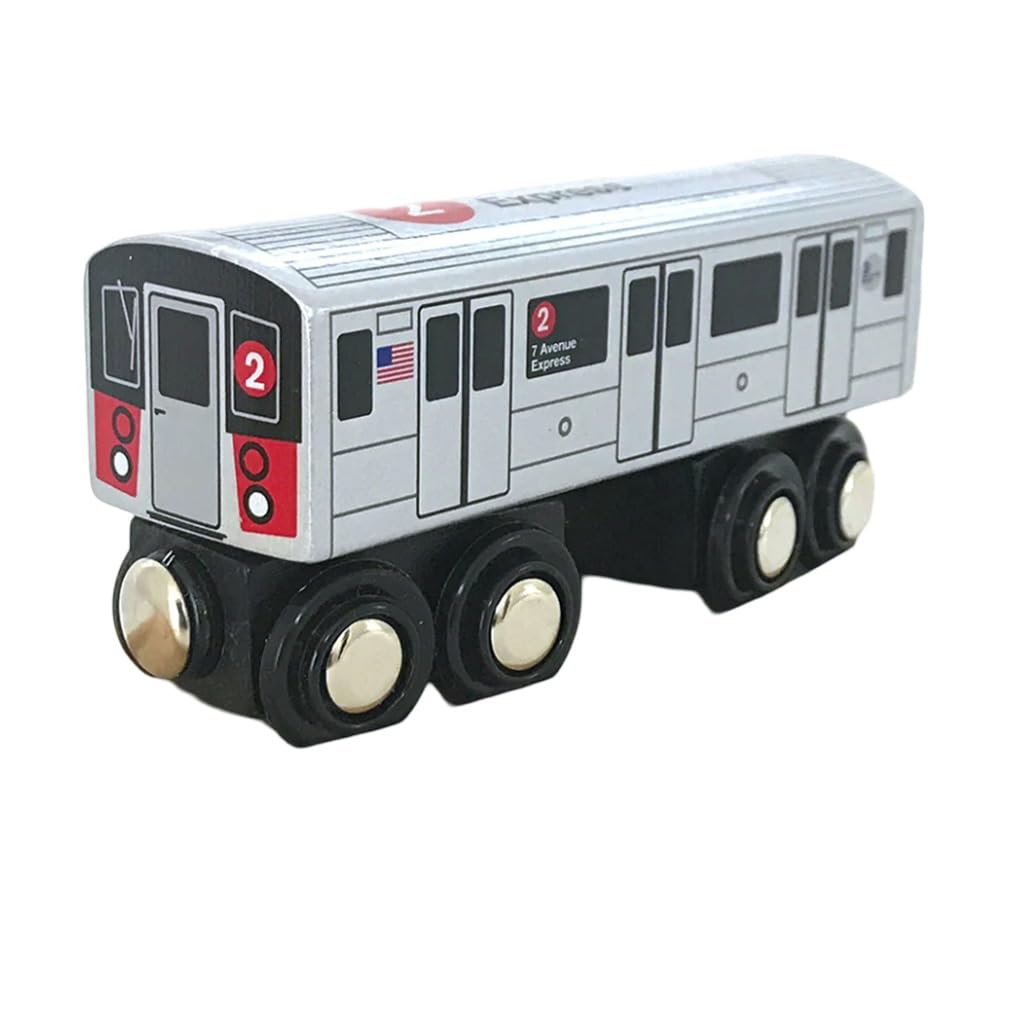 Muni Pals MP01-1102 wooden subway train front view for imaginative NYC transit play