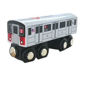 Muni Pals MP01-1102 wooden subway train front view for imaginative NYC transit play