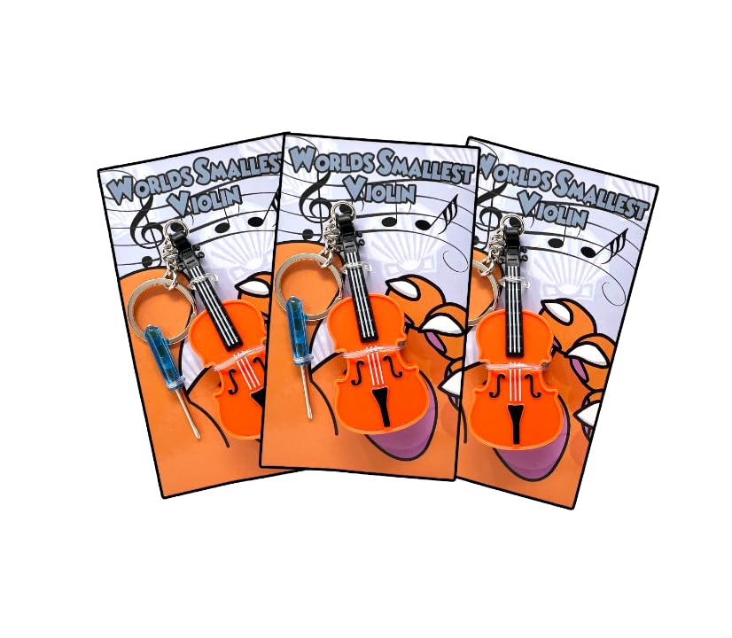 MunnyGrubbers world's smallest violin keychain front view showing compact design and charm