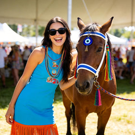 MUOUAKATE derby hat and jockey pendants paired with outfits for events