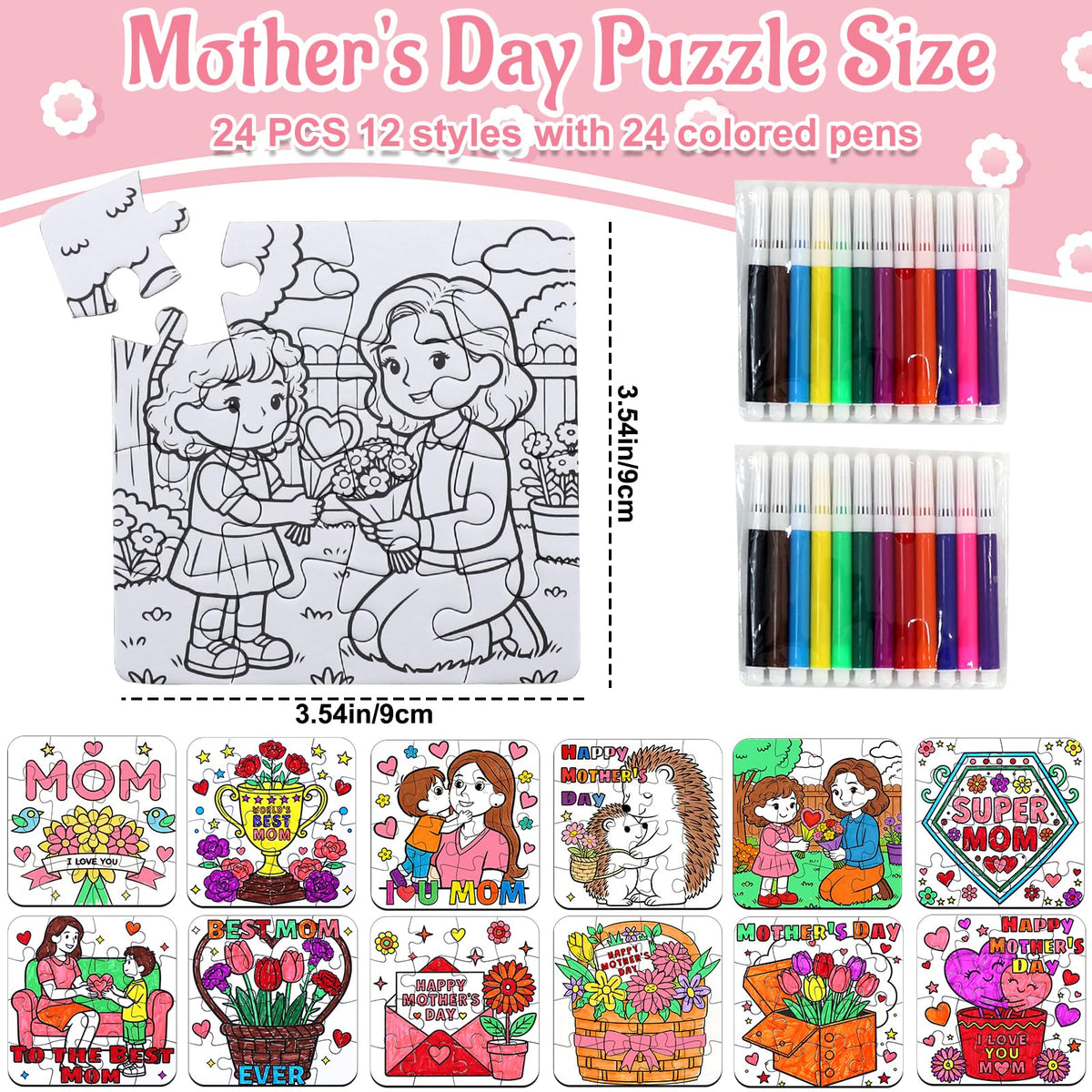 MUOUAKATE Mother's Day puzzle bear—kid-friendly coloring and learning activity.