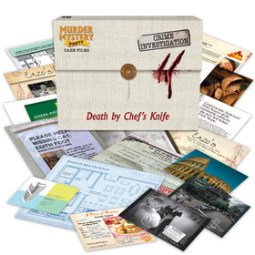 Murder Mystery Party Death by Chef's Knife evidence photo 1 reveals clues for solving the case