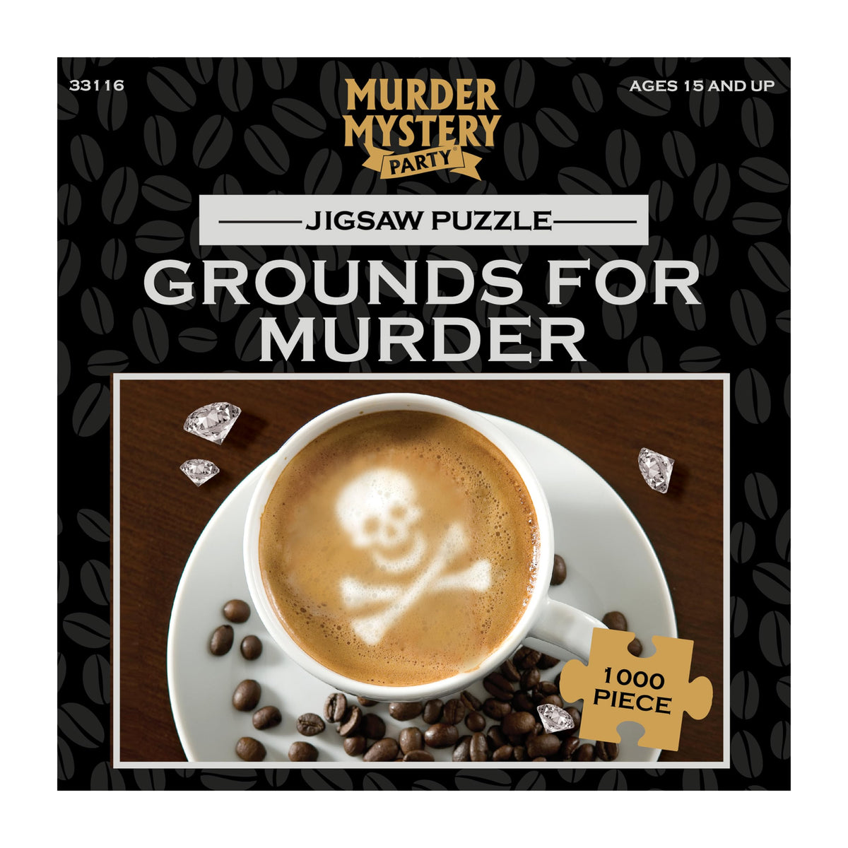 Completed Grounds for Murder puzzle measures 23x29 inches