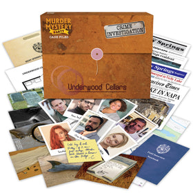 Murder Mystery Party Underwood Cellars cover image, ideal for a suspenseful game night.