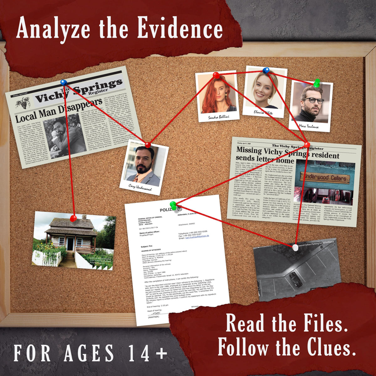 Underwood Cellars crime scene photo emphasizes realistic investigative detail.